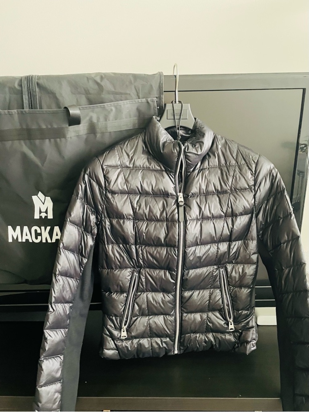 Mackage Women's Shiny Quilted Puffer Jacket in Black